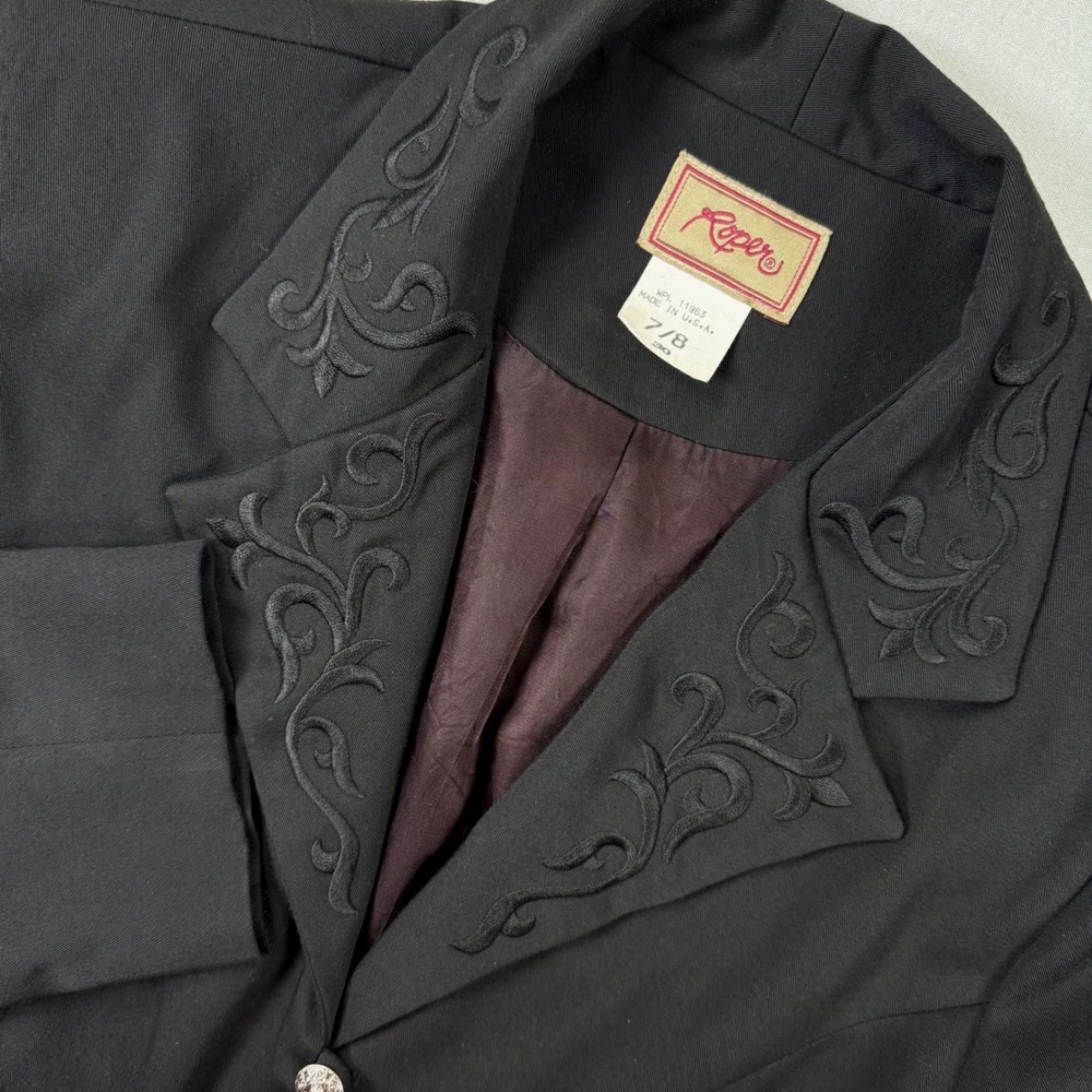 Vintage Roper Blazer Womens Sz 7/8 Western Black Equestrian Jacket Made in USA